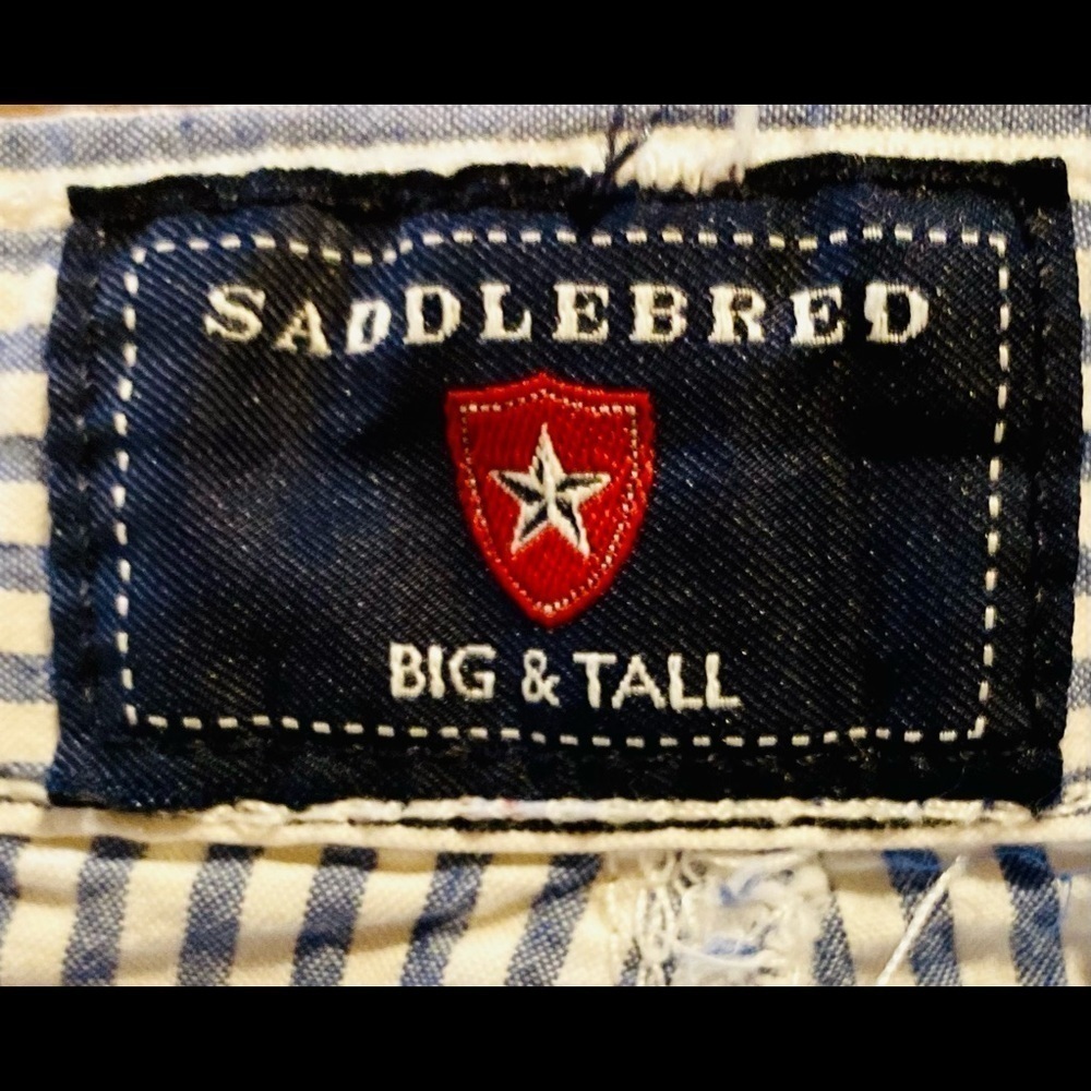 Men’s Big/Tall Saddlebred blue and white seersucker 50x10 shorts - Picture 3 of 4
